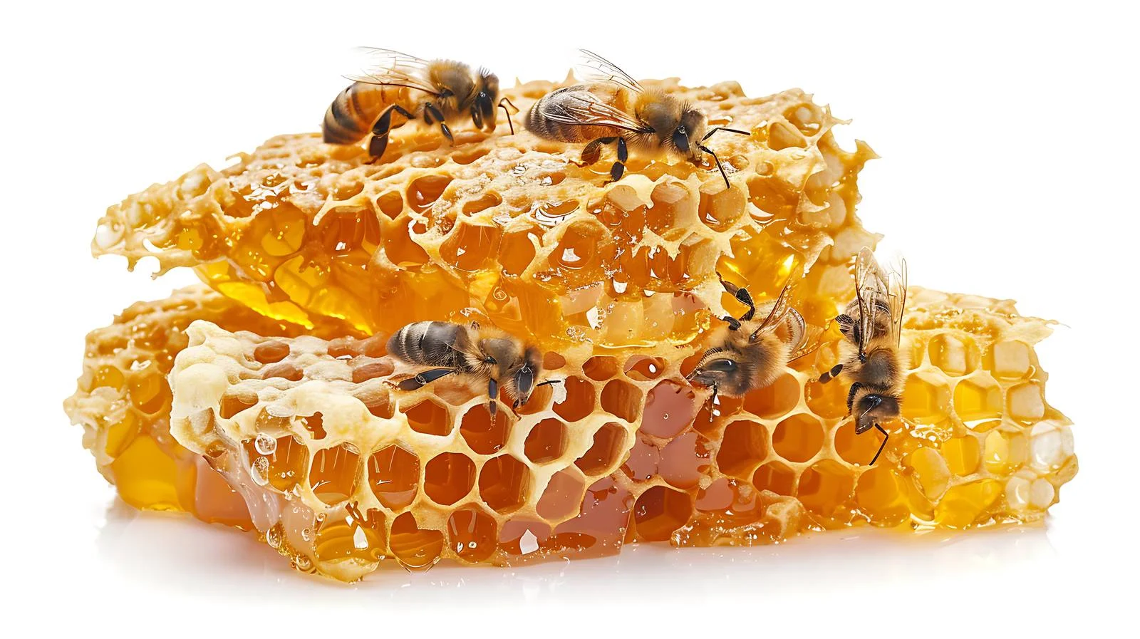 Detailed Honeycomb with Active Bees Close-Up — free download from Dotvec
