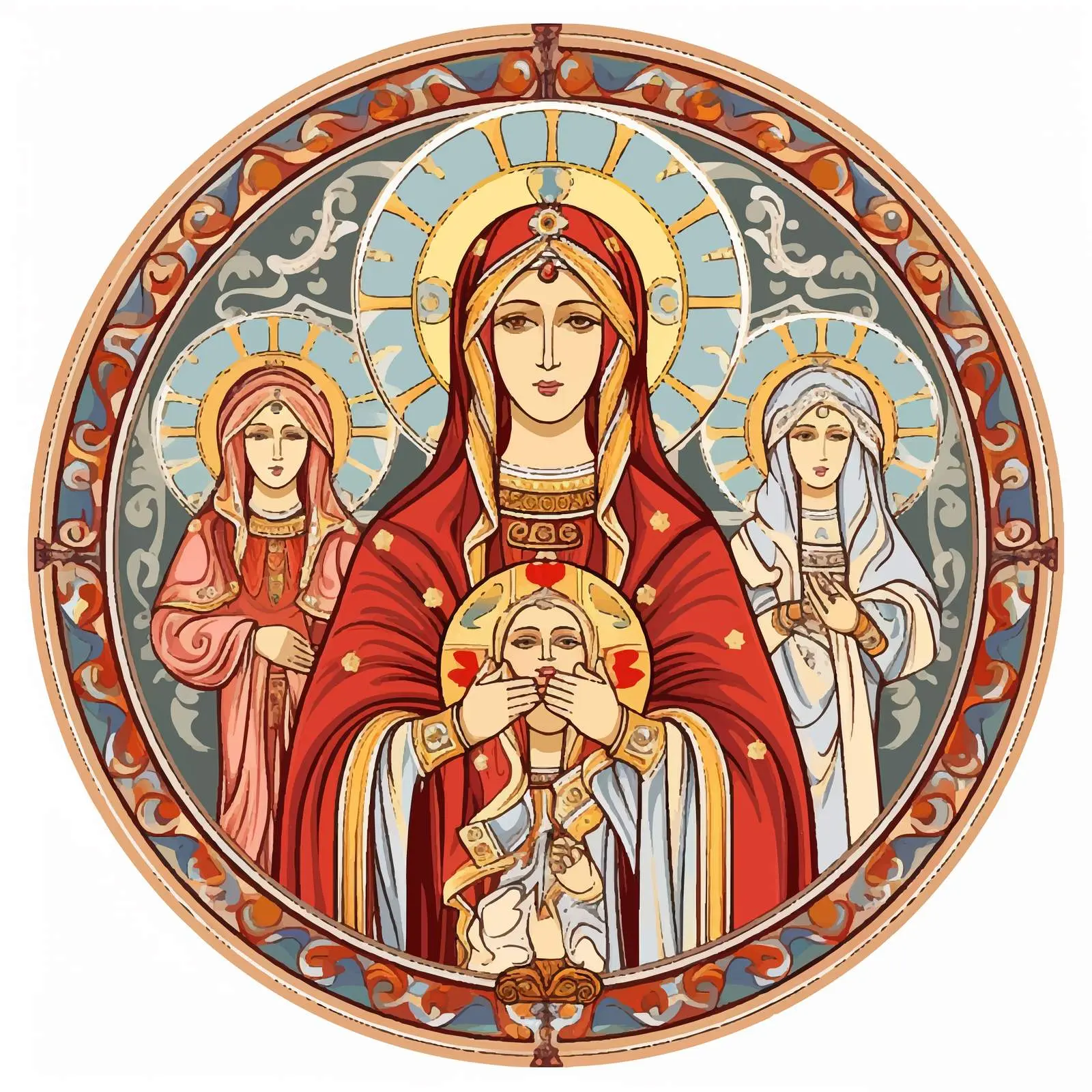 Madonna and Saints Illustration Artwork — free download from Dotvec