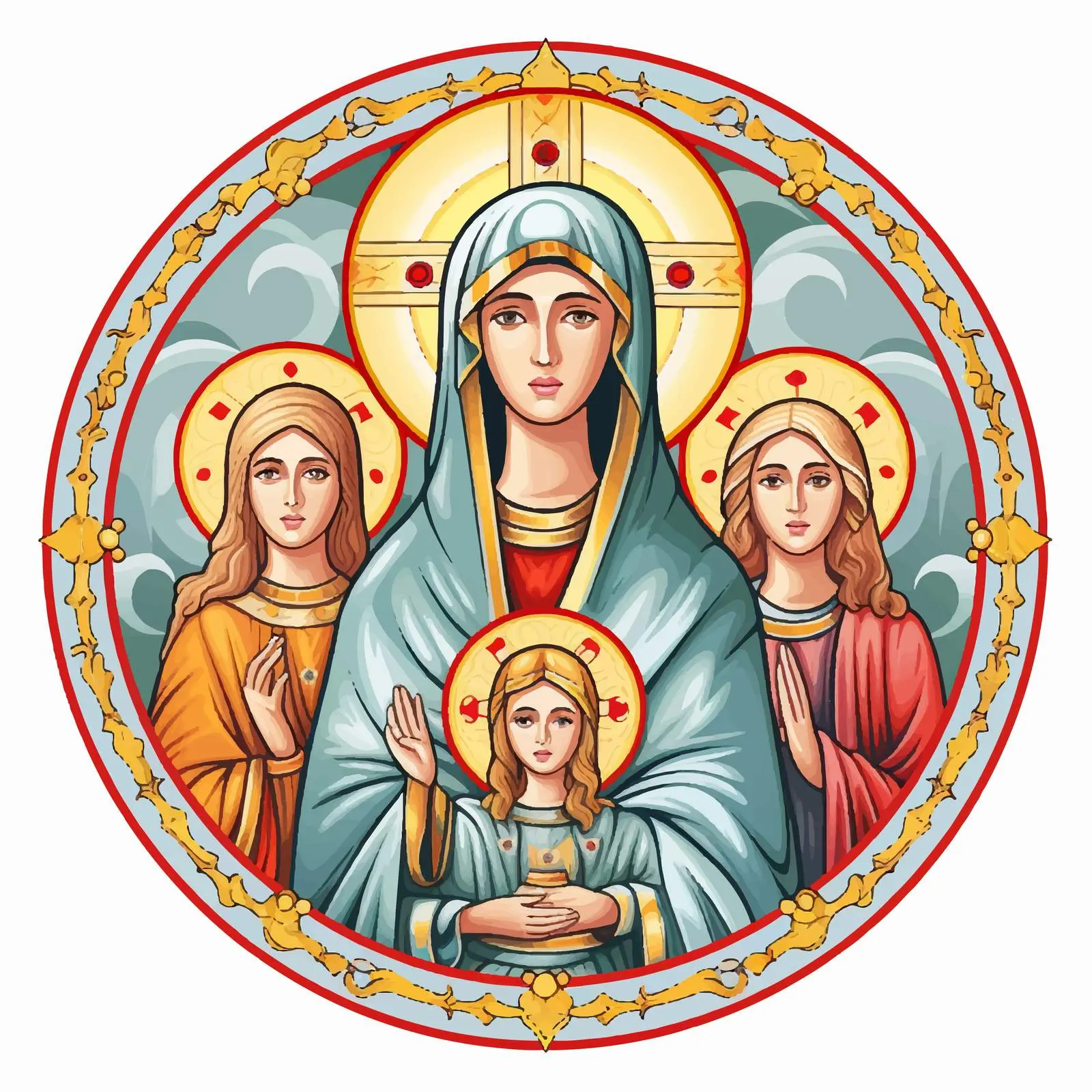 Madonna with Holy Mother and Two Saints Illustration – free portrayal image from Dotvec