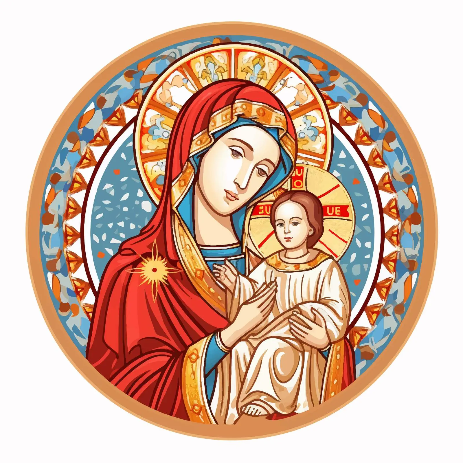 Holy Mother of God and Jesus Christ Vector Art — free download from Dotvec