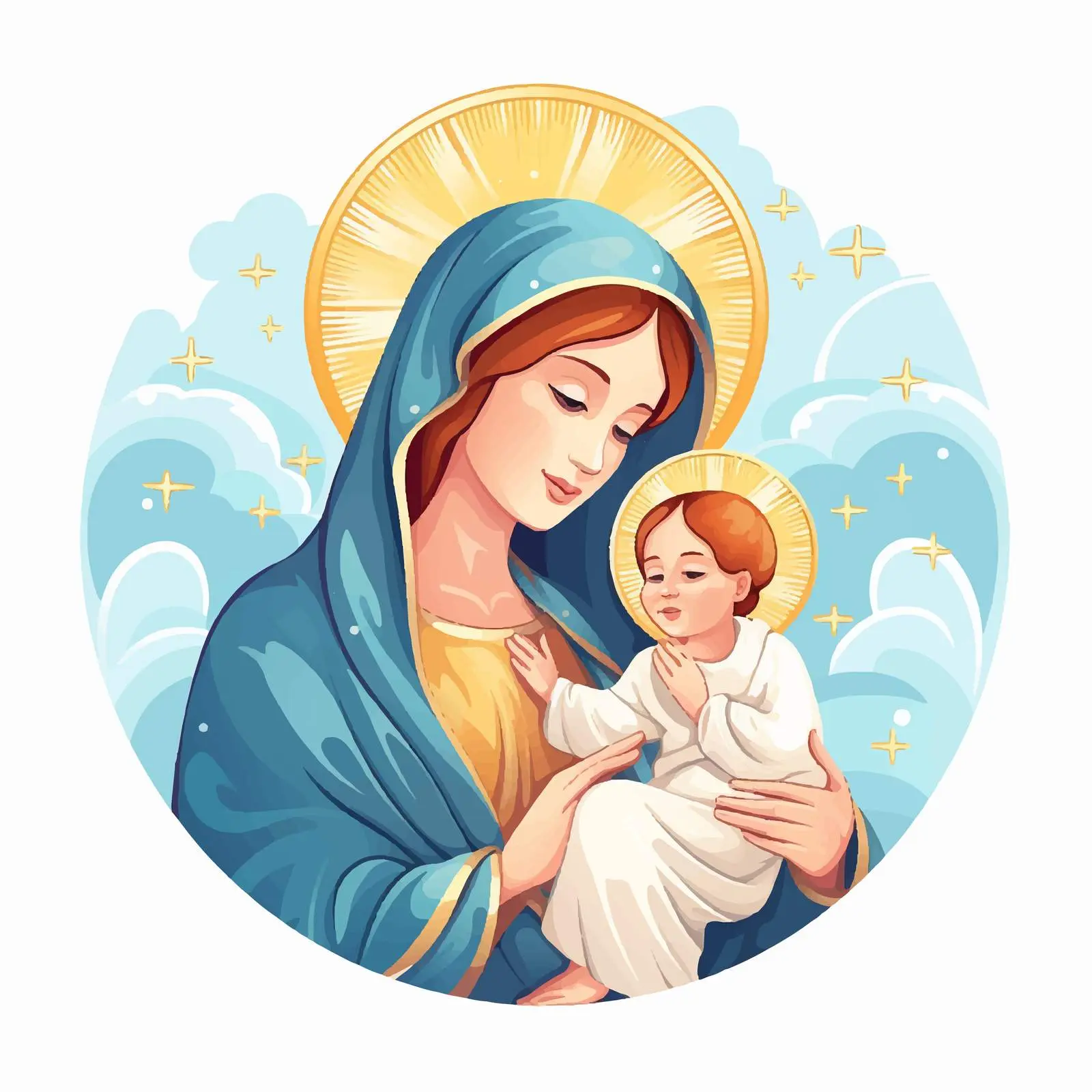 Holy Mother of God with Baby Jesus Vector — free download from Dotvec