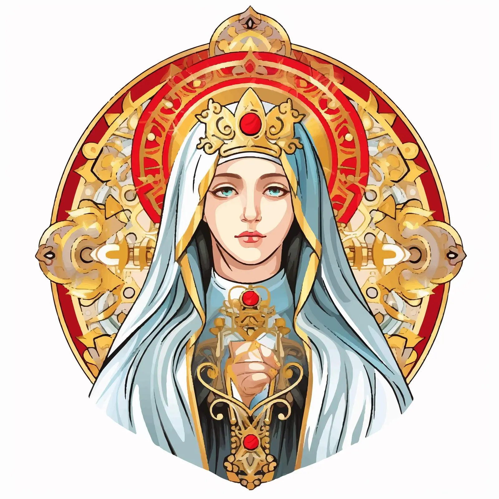 Madonna in Byzantine Style Cartoon Vector — free download from Dotvec