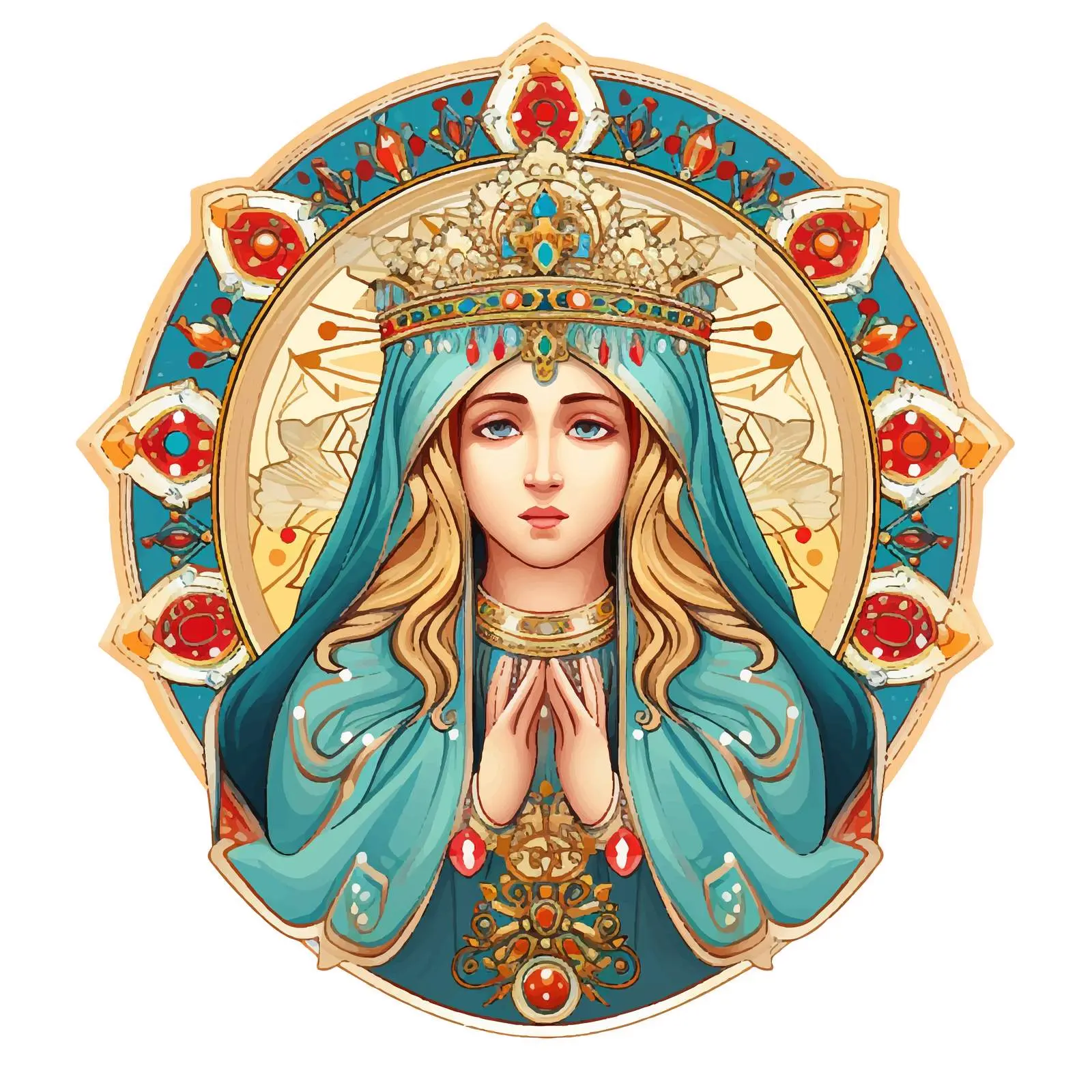 Madonna in Byzantine Style Cartoon Vector Illustration – free digital drawing image from Dotvec