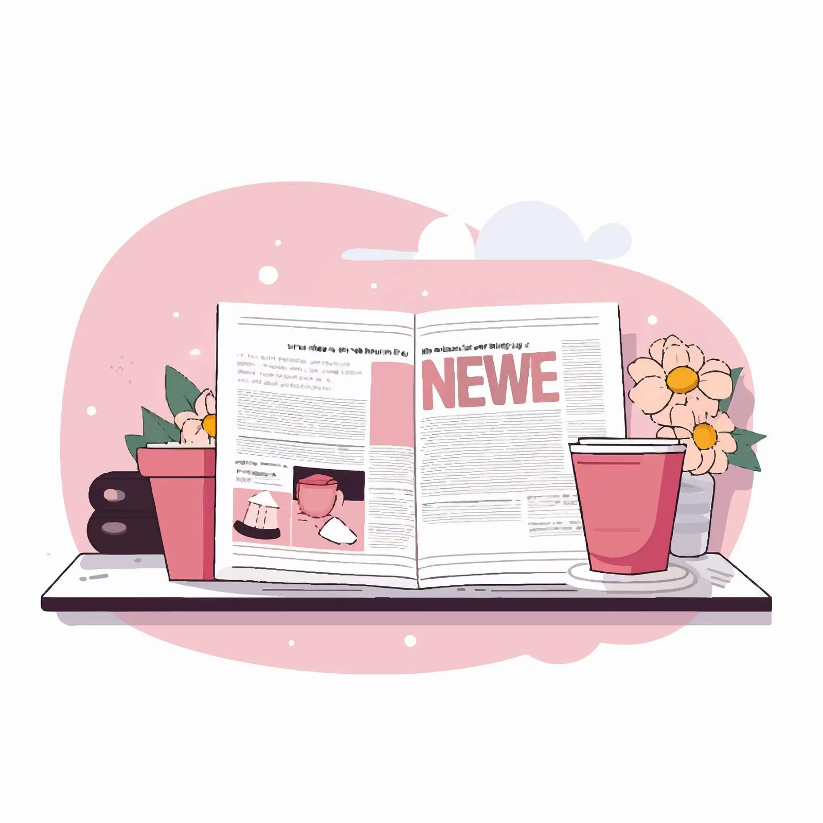 Colorful Cartoon Magazine Line Vector Illustration — free download from Dotvec