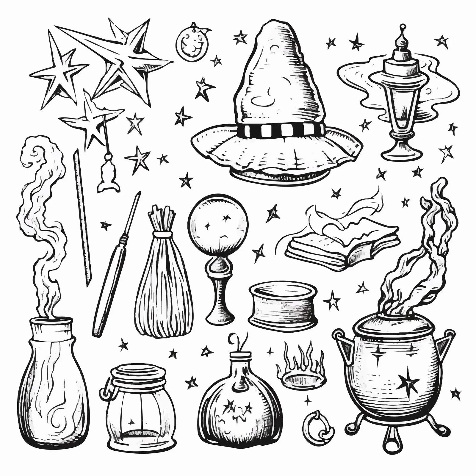 Handwritten Magic Set with Magical Accessories – free potion image from Dotvec