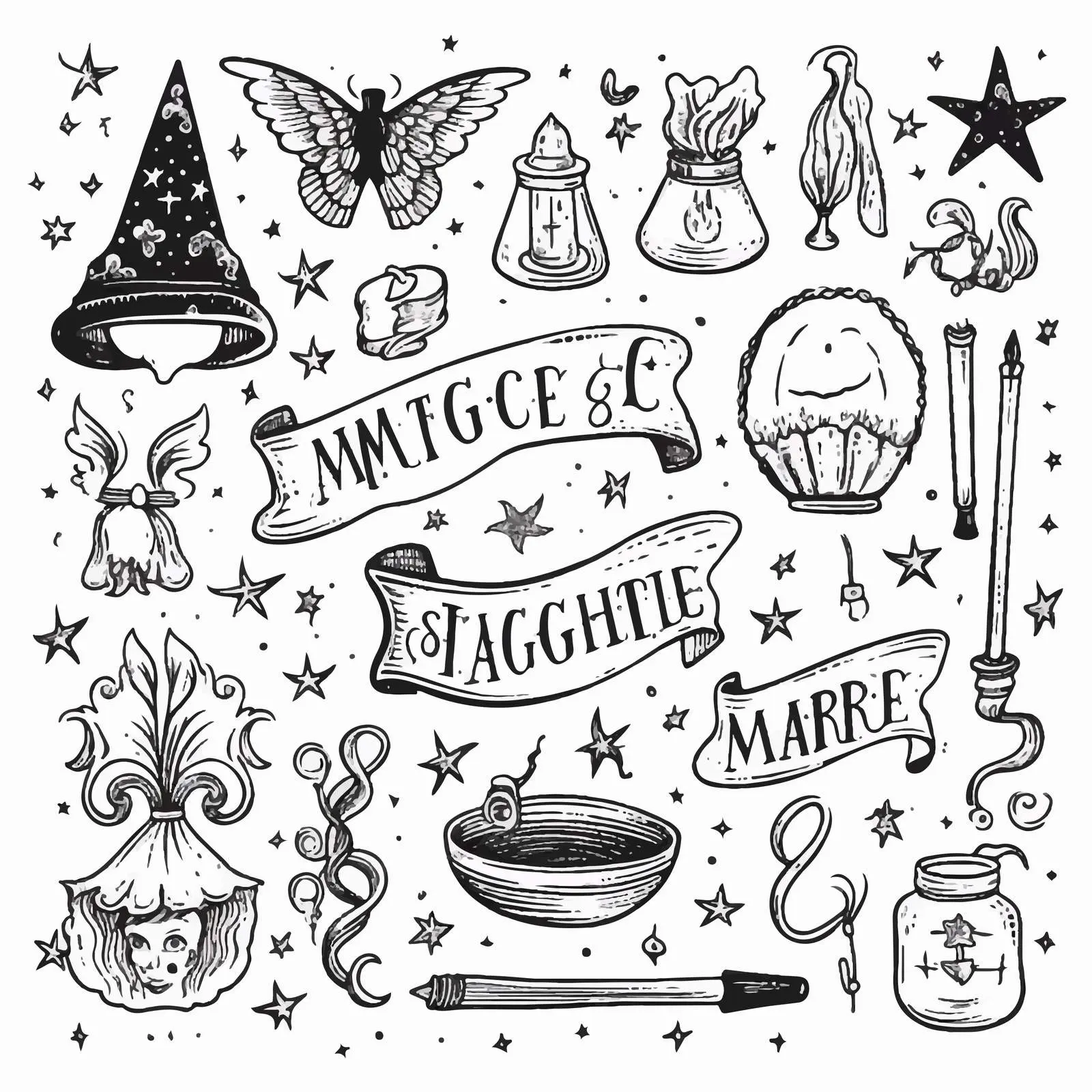 Magical Accessories with Handwritten Inscriptions — free download from Dotvec