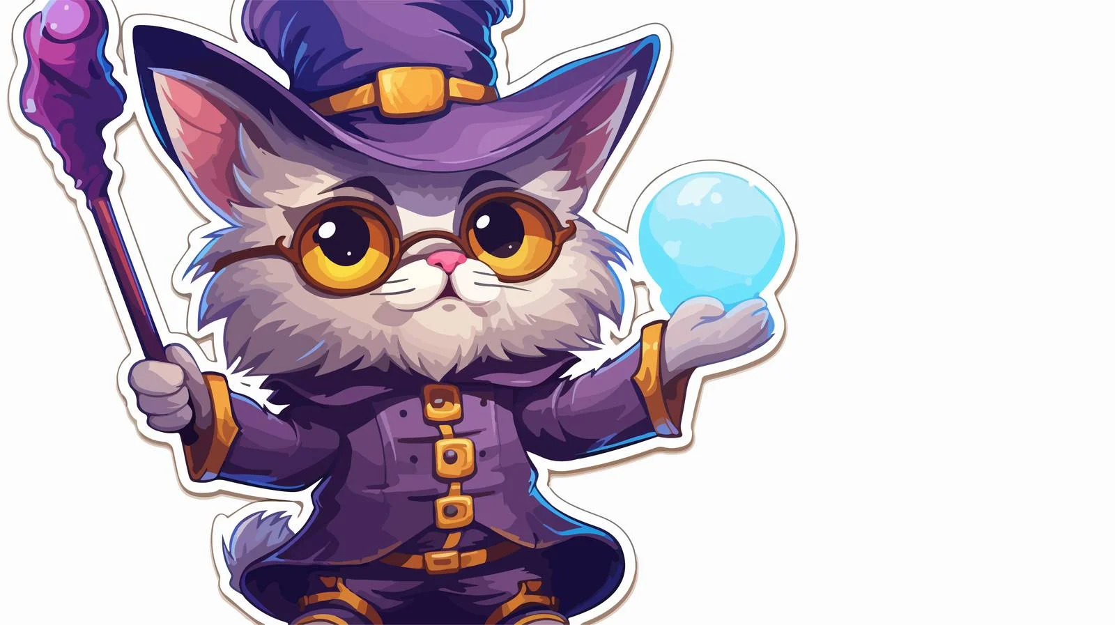 Enchanted Cartoon Cat Wizard with Speech Bubble — free download from Dotvec