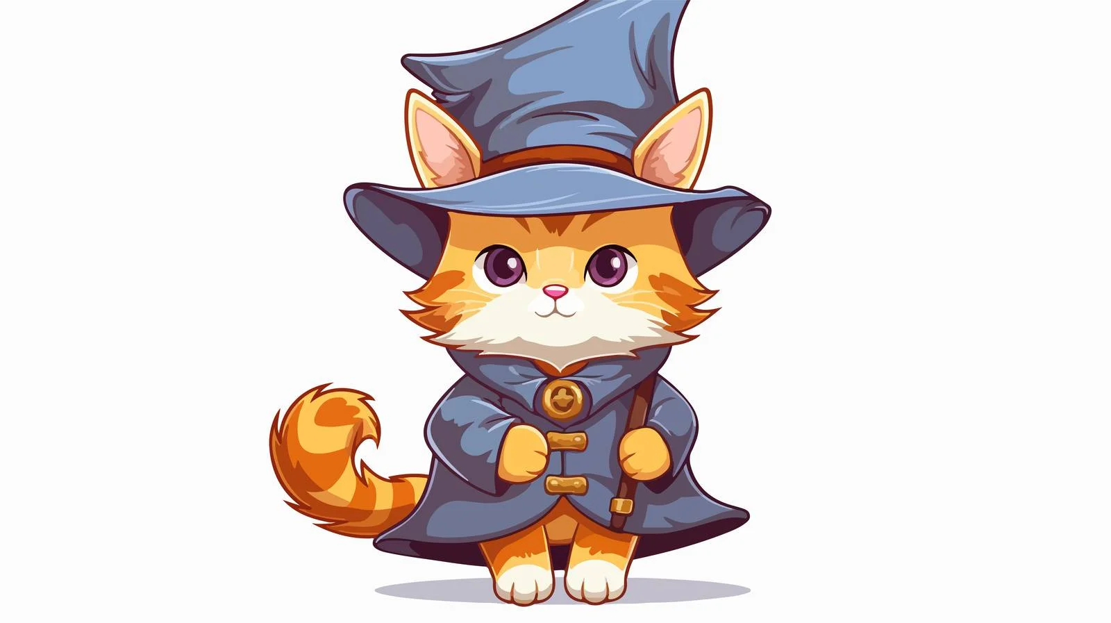 Whimsical Cartoon Cat Wizard with Speech Bubble — free download from Dotvec