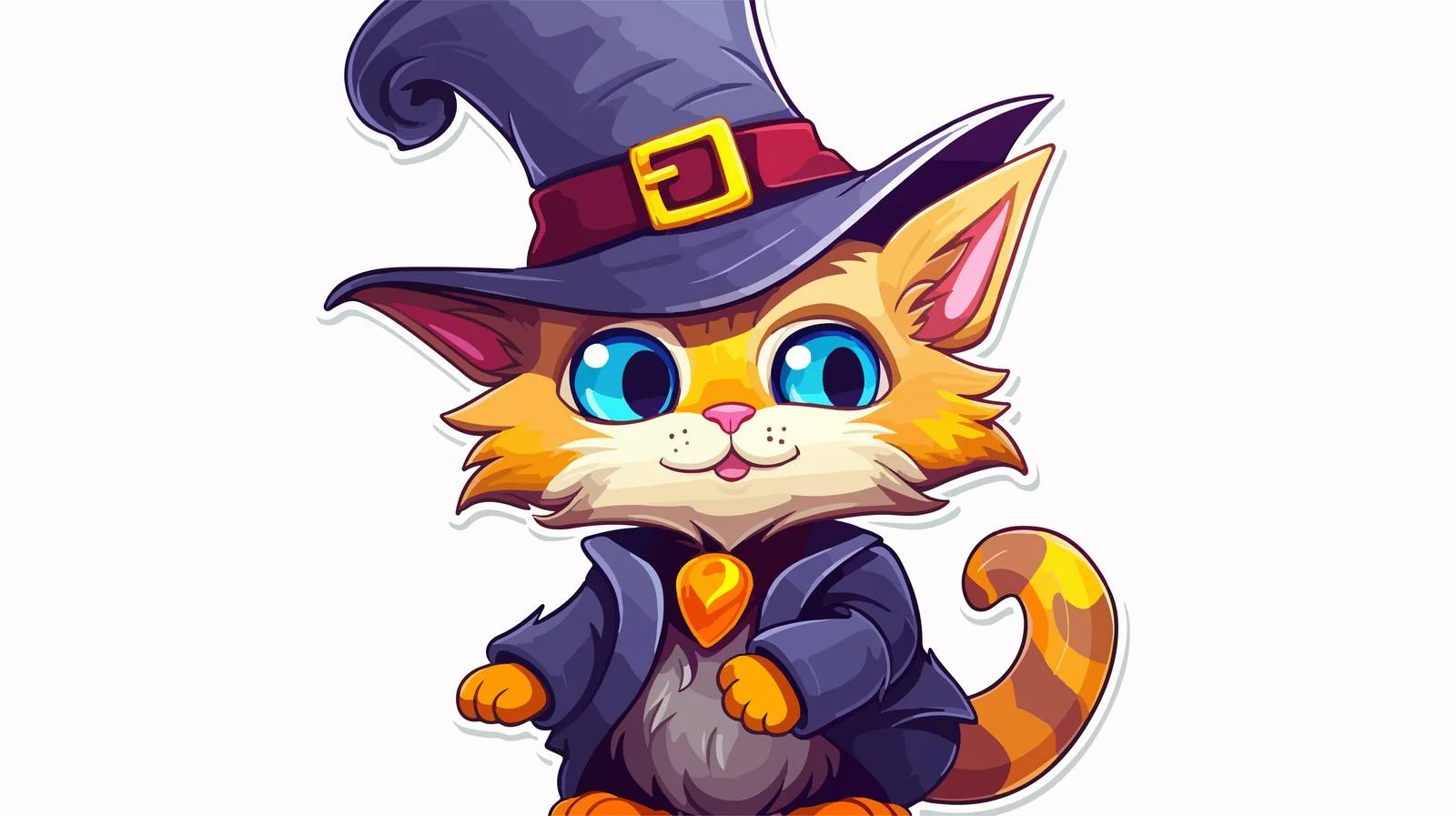 Enchanted Cartoon Cat Wizard with Speech Bubble — free download from Dotvec