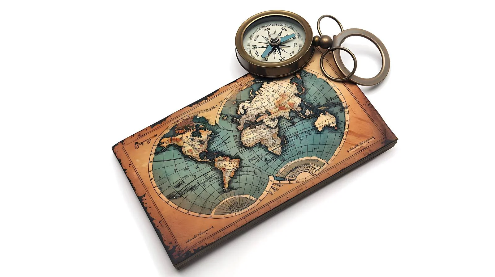 Exploring with Magnetic Compass on World Map — free download from Dotvec