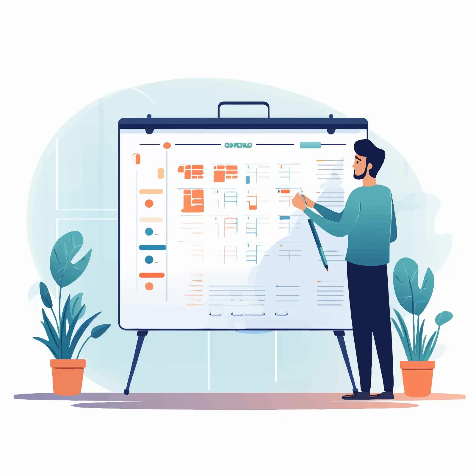 Magnetic Whiteboard with Sticky Notes and Table — free download from Dotvec