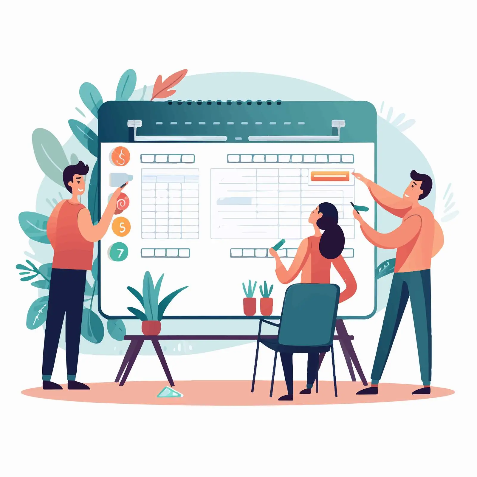 Magnetic Whiteboard with Notes and Table Drawing — free download from Dotvec