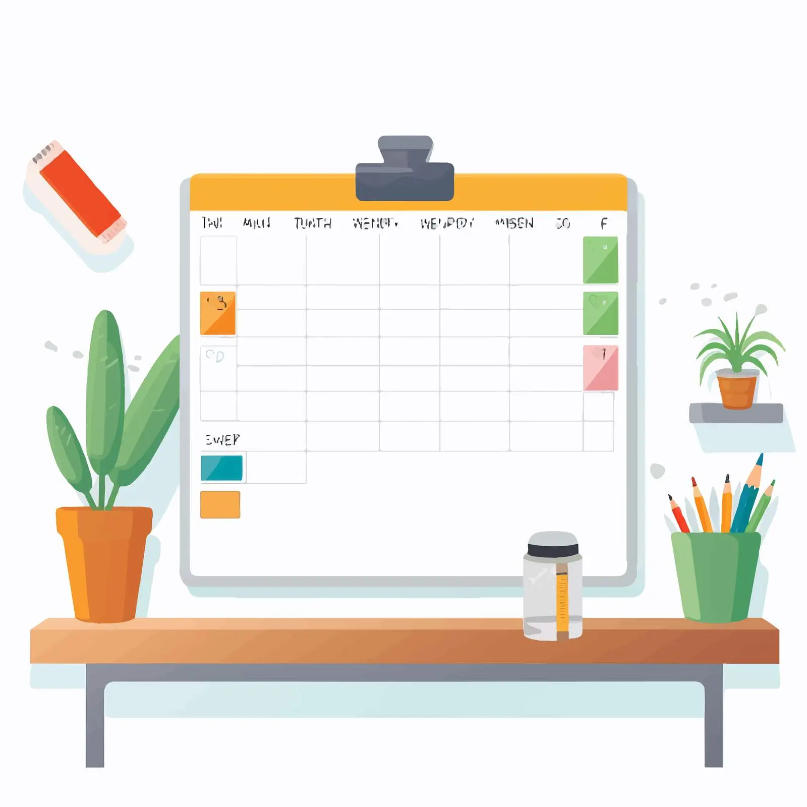 Magnetic Whiteboard with Notes and Table – free lesson planning image from Dotvec