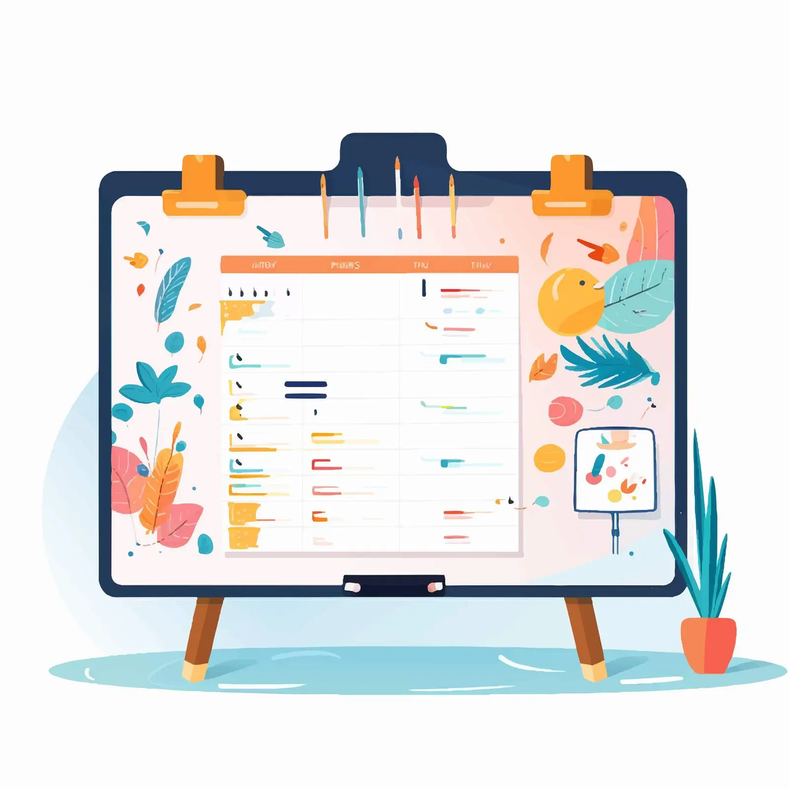 Magnetic Whiteboard with Sticky Notes and Table — free download from Dotvec