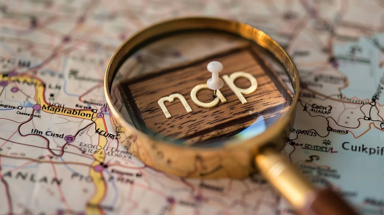 Exploring Focused Map Concept on Wood — free download from Dotvec