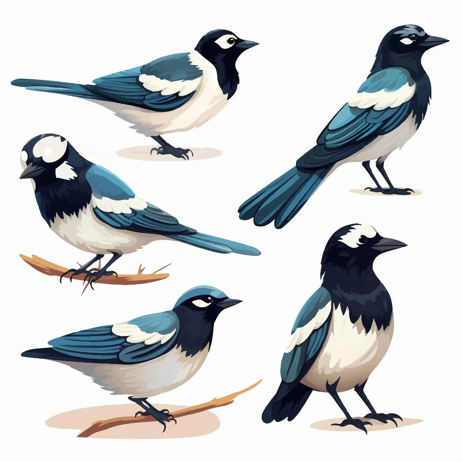Cartoon Style Magpie Bird Vector Illustration — free download from Dotvec