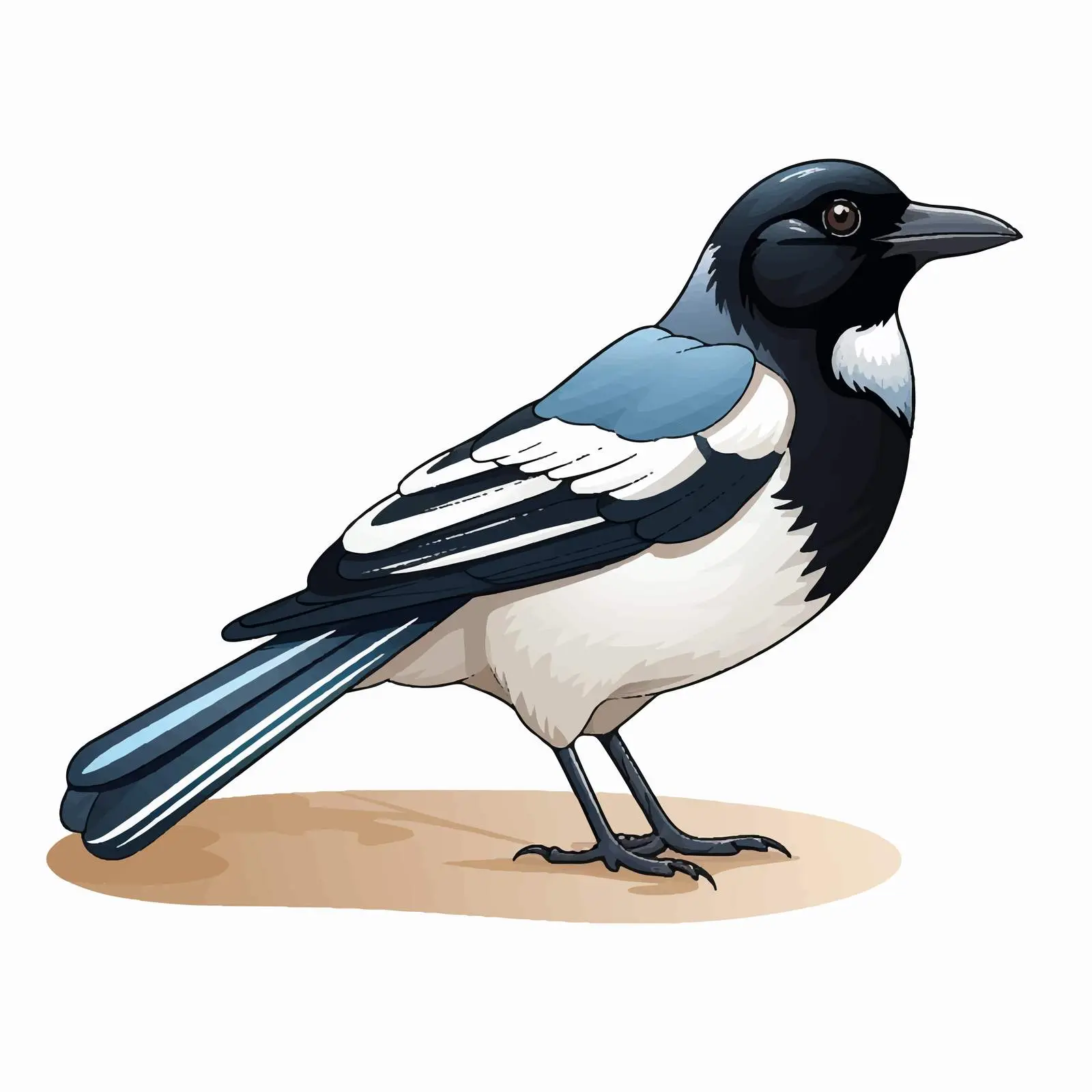 Cartoon Style Magpie Bird Illustration Vector — free download from Dotvec