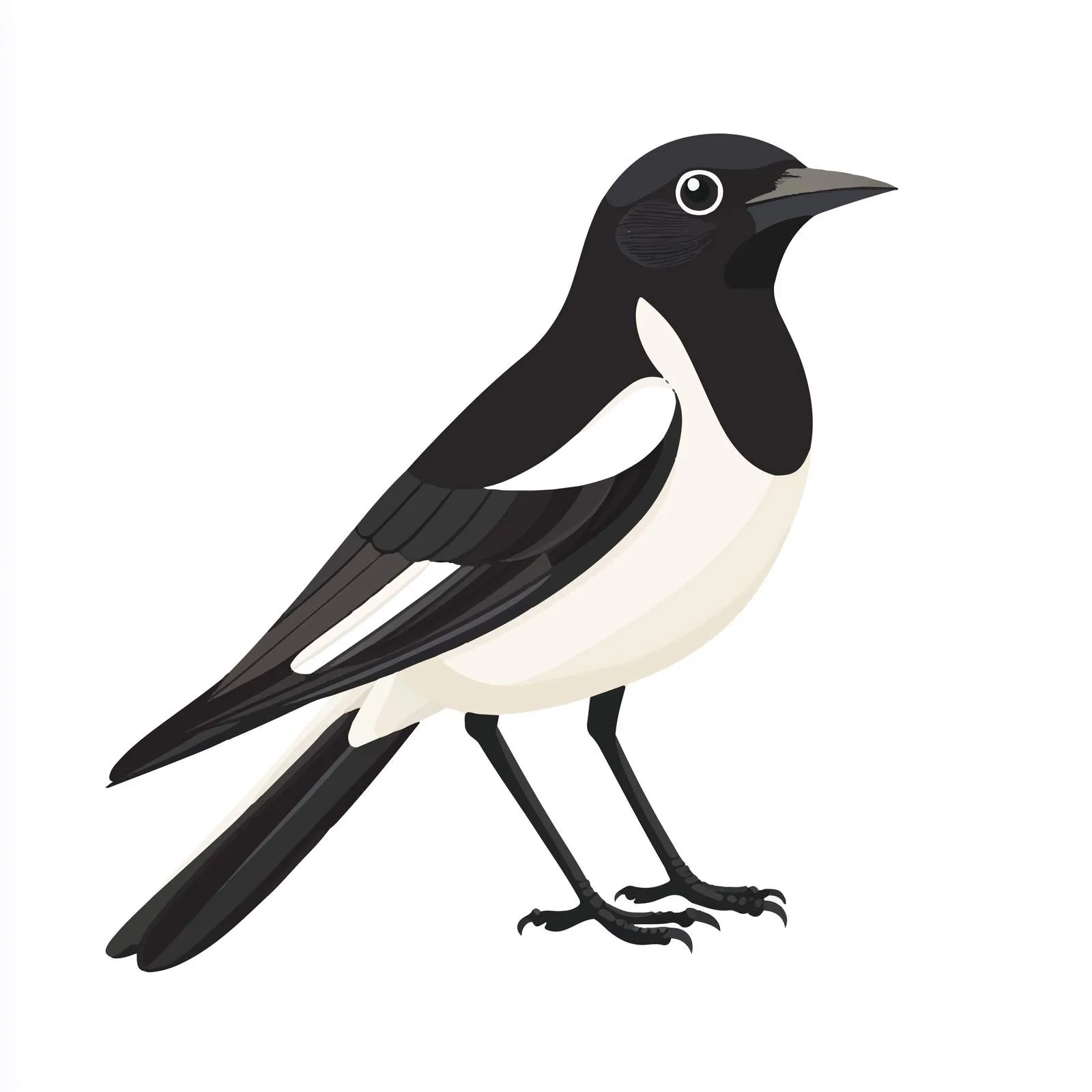 Magpie on White Background - Intelligent Synanthrope — free download from Dotvec