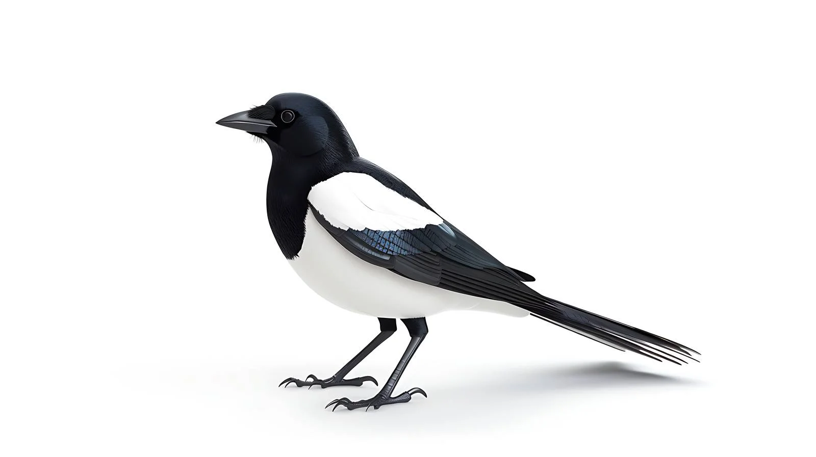 Elegant Magpie on Clean White Background — free download from Dotvec