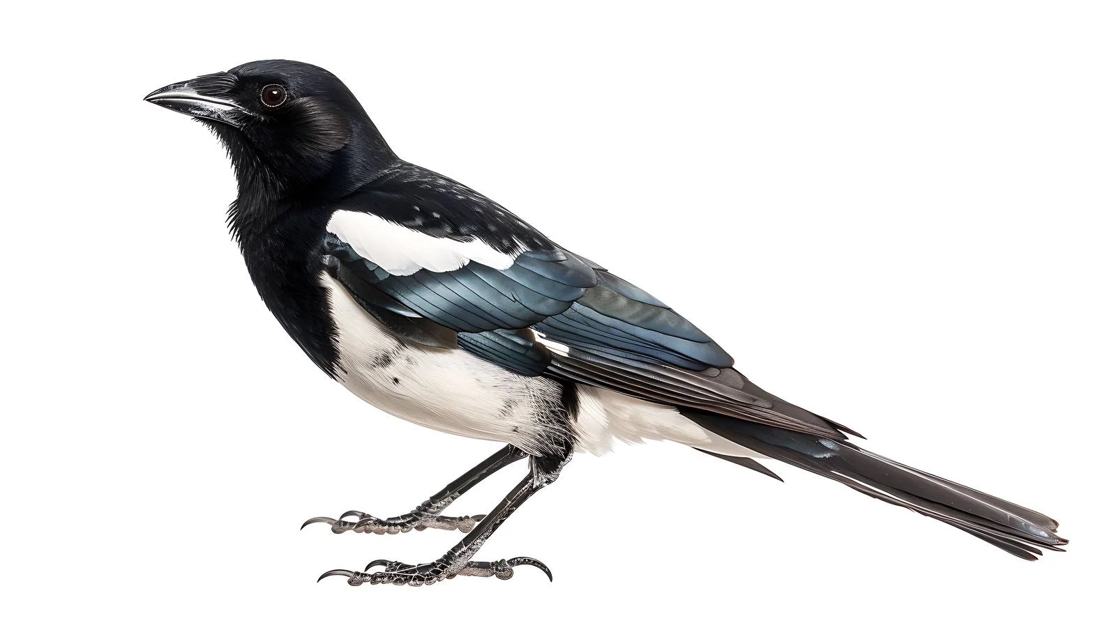 Elegant Magpie Bird on White Background — free download from Dotvec
