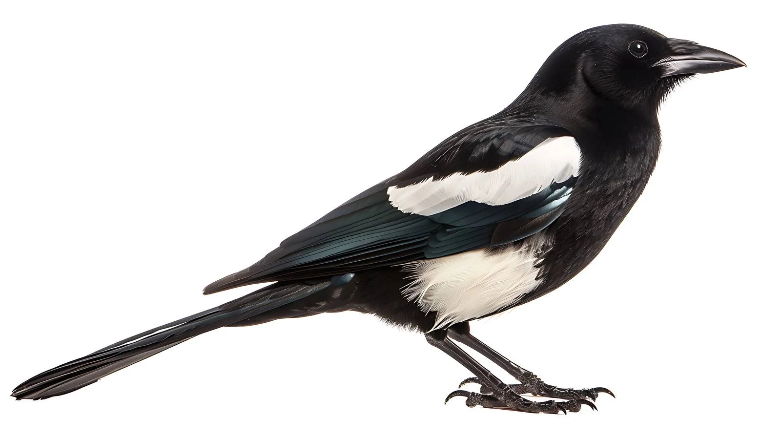 Graceful Magpie on White Background — free download from Dotvec
