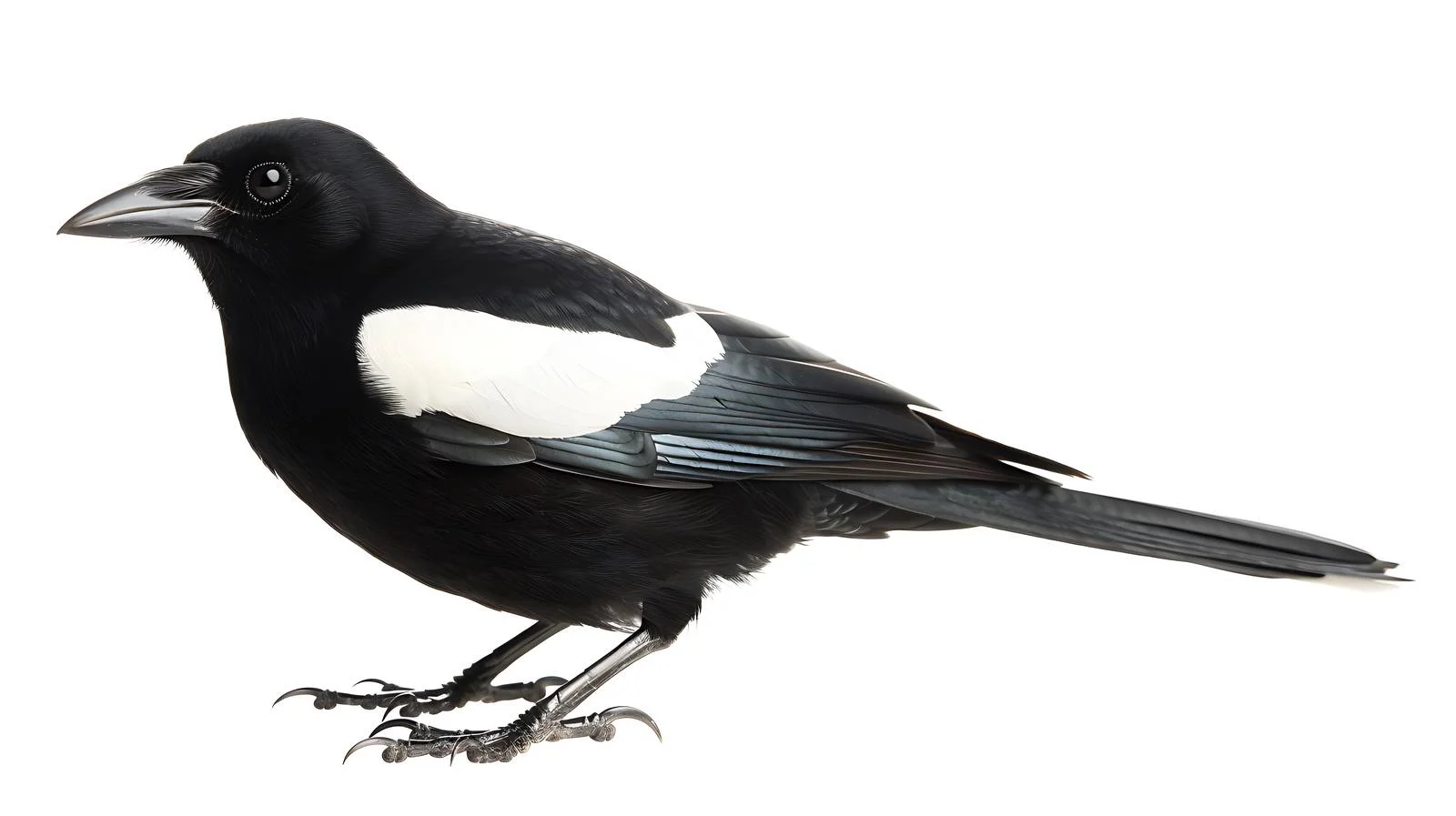 Elegant Magpie Bird on White Background — free download from Dotvec