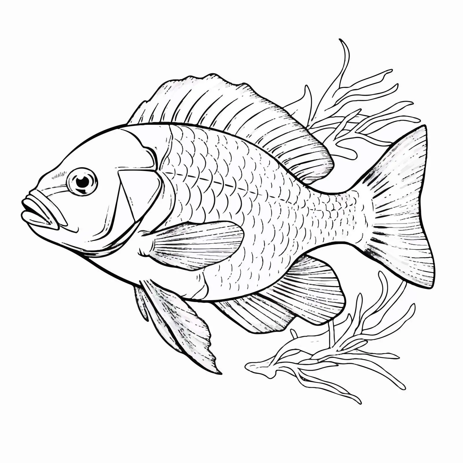 Professional Vector Fish Line Art Illustration — free download from Dotvec