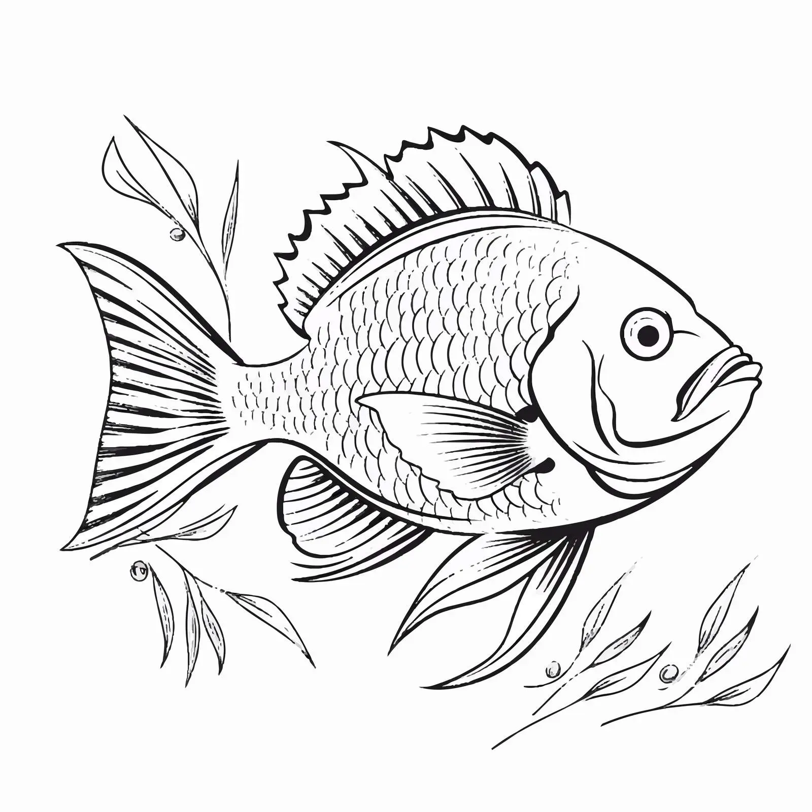 Professional Vector Fish Line Art Illustration – free fish icon image from Dotvec
