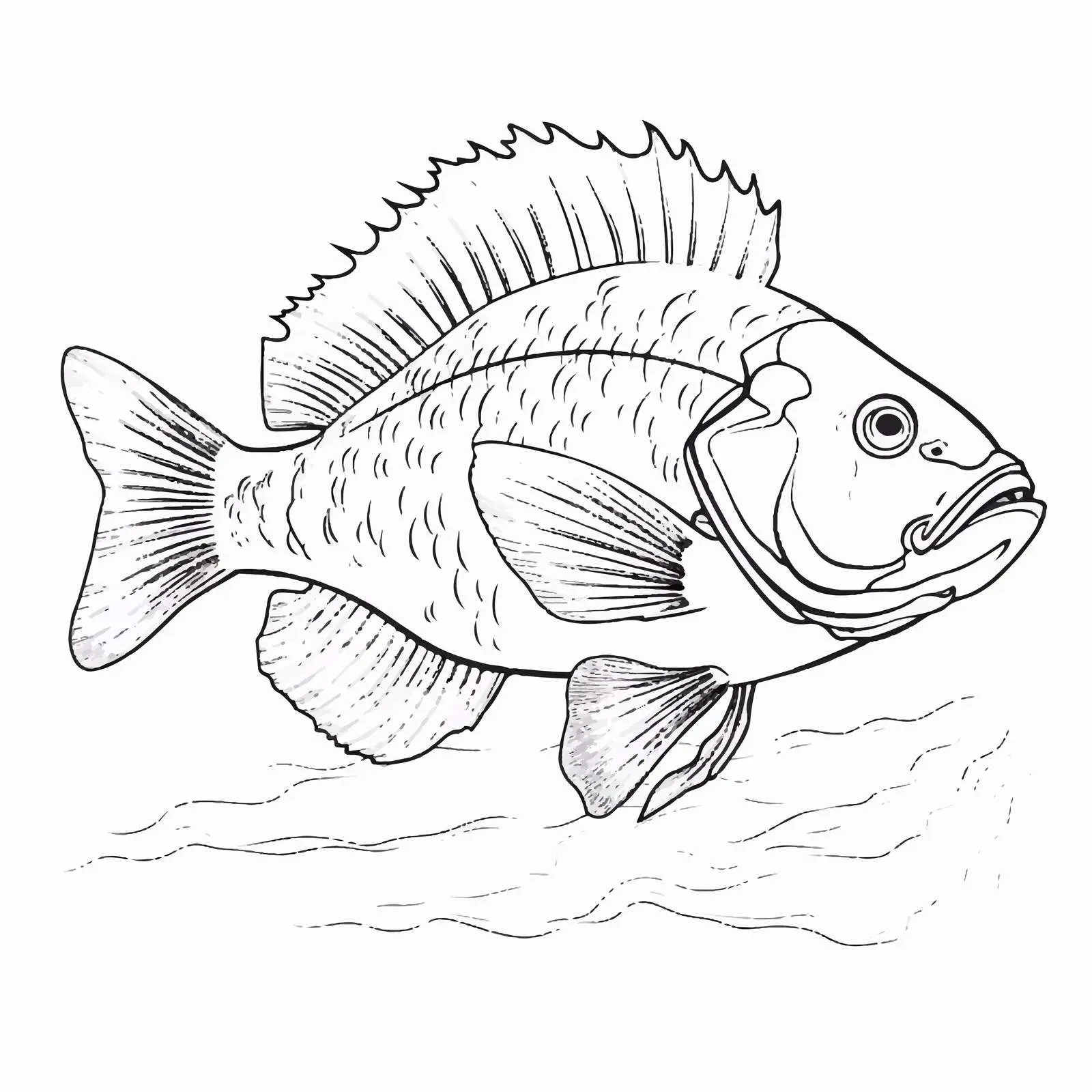 Professional Vector Fish Line Art Illustration – free fish icon image from Dotvec