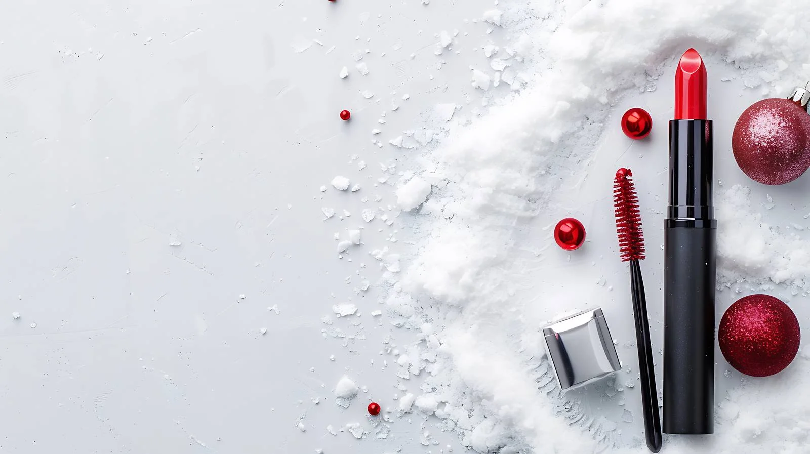 Winter Makeup Essentials in Snow Background — free download from Dotvec