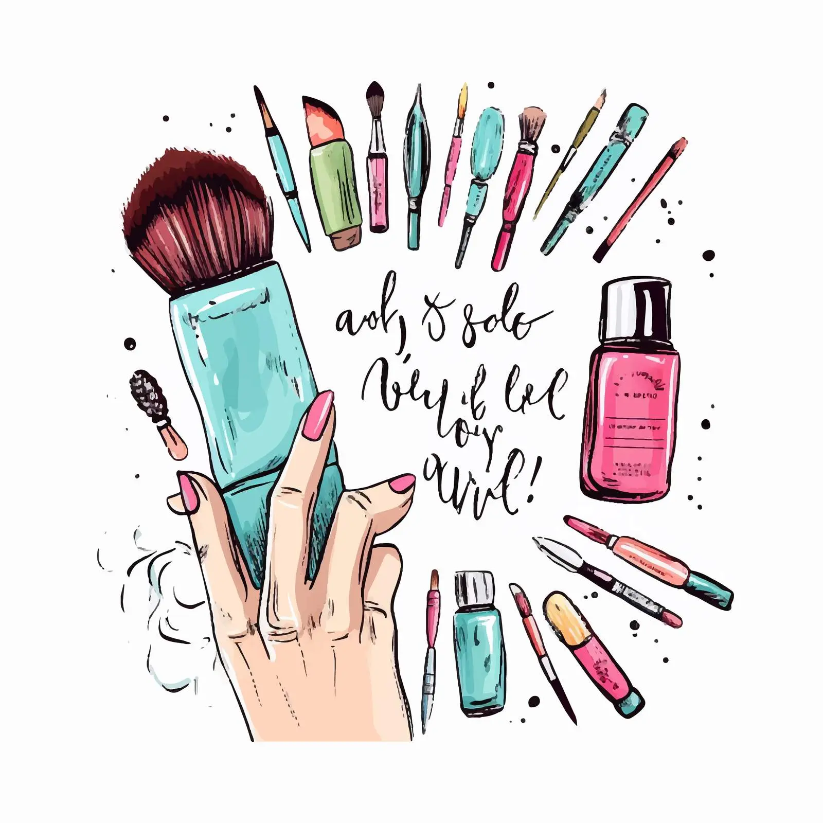 Handwritten Makeup and Nail Quotes with Long Nails — free download from Dotvec