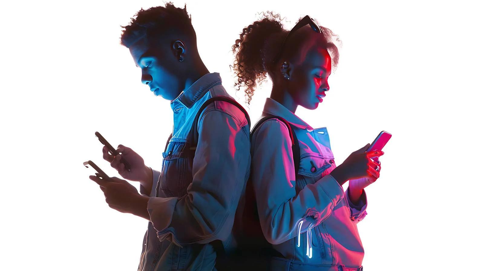 Nighttime friends using smartphones together — free download from Dotvec