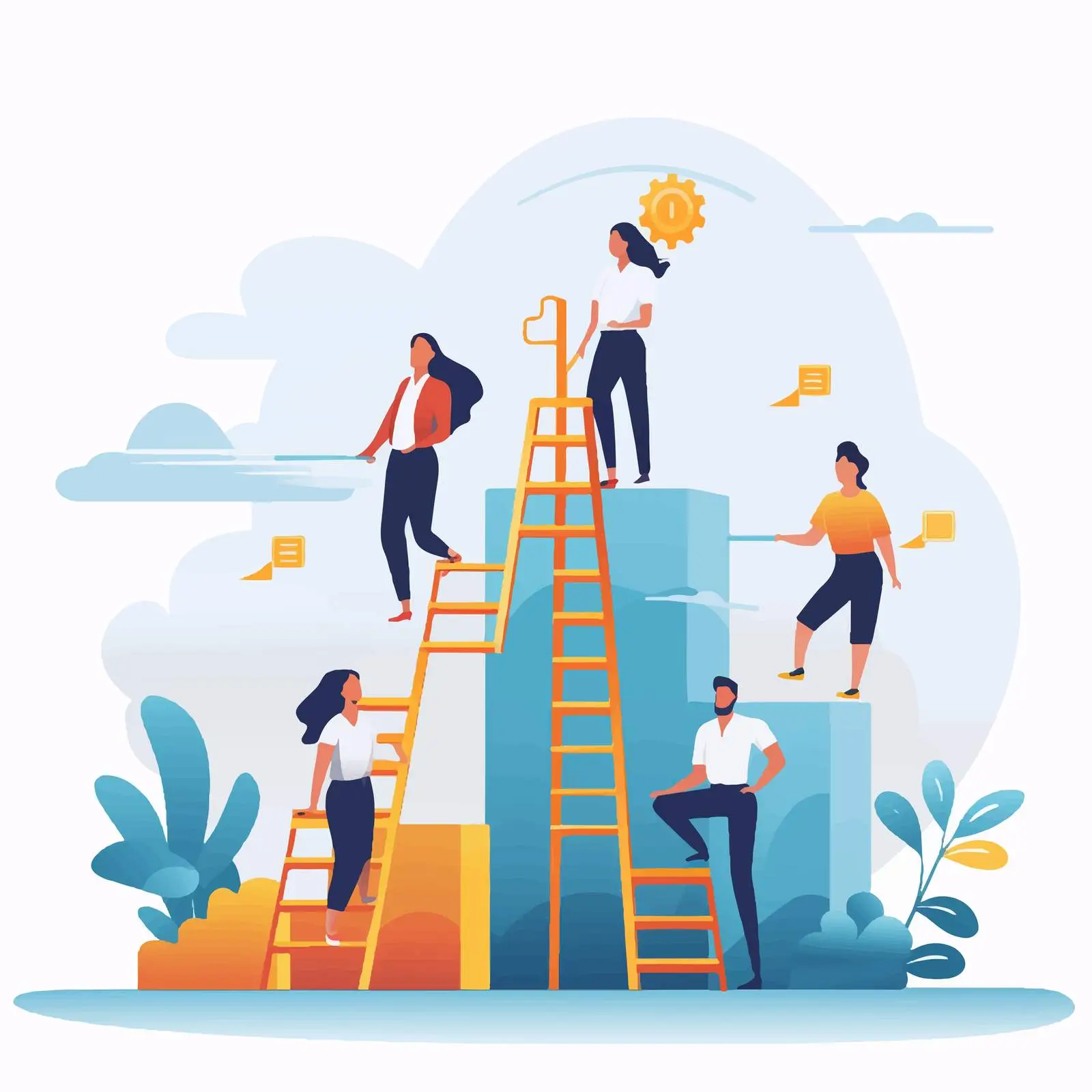 Office Workers Climbing Together in Vectors — free download from Dotvec
