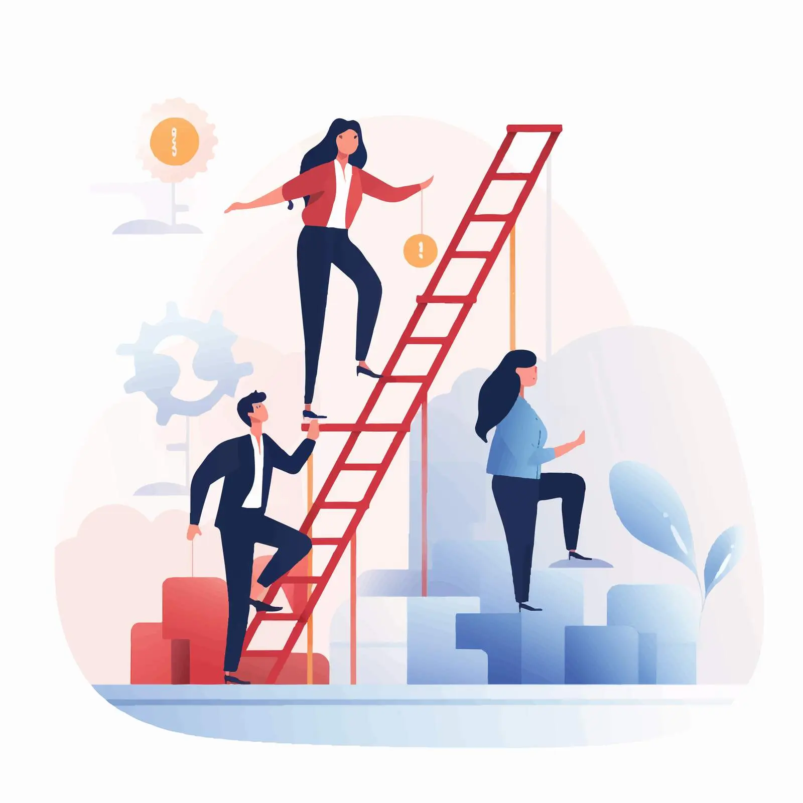 Office Workers Climbing Stairs Vector Illustration — free download from Dotvec