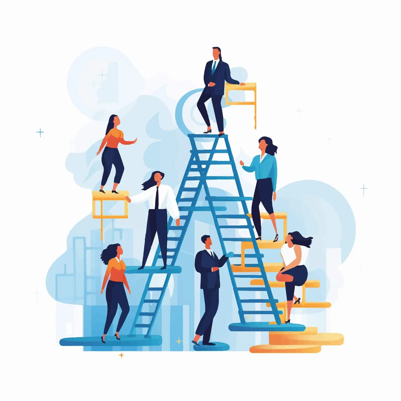 Office Workers Climbing Together in Teamwork — free download from Dotvec