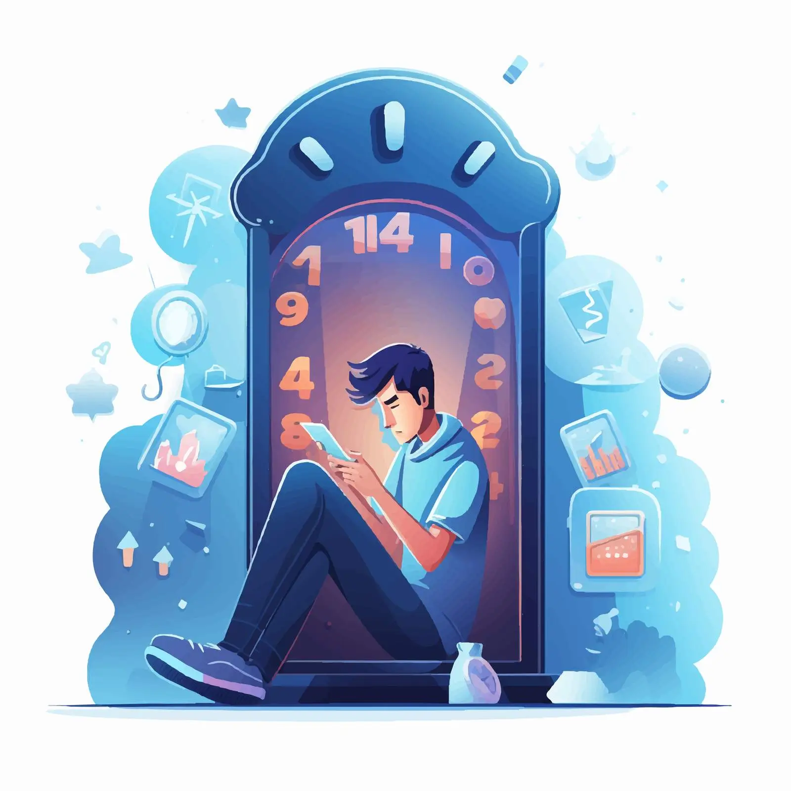 Cartoon Character Approaching Large Smartphone — free download from Dotvec