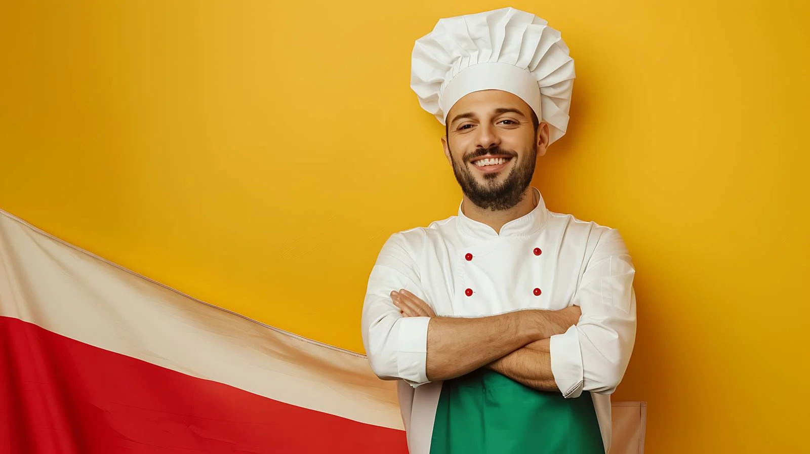 Italian Chef with Flag on Yellow Background — free download from Dotvec