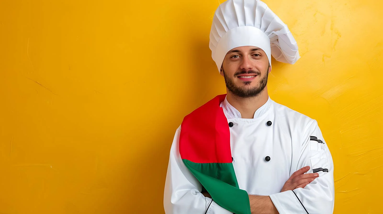 Italian Chef with Flag on Yellow Background — free download from Dotvec