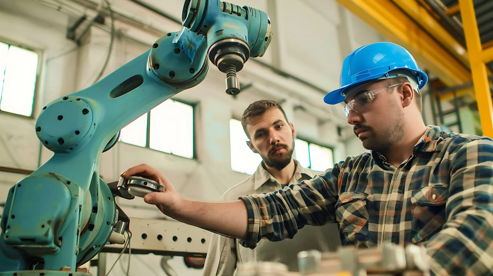 Colleagues Inspecting Robotic Arm — free download from Dotvec