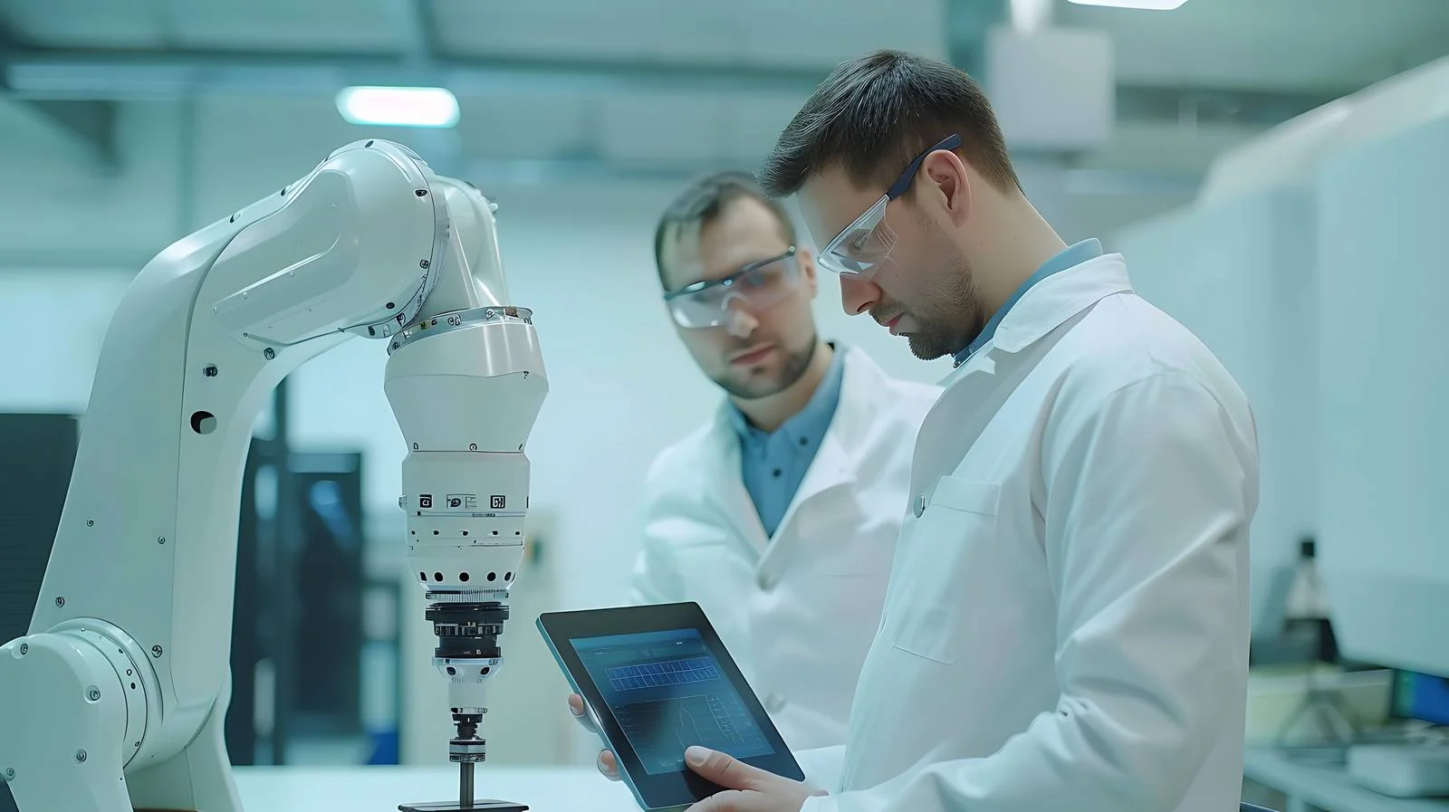 Professional Team Reviewing Data on Tablet — free download from Dotvec