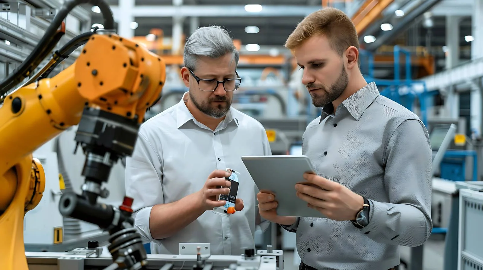 Colleagues Discussing Project on Digital Tablet — free download from Dotvec