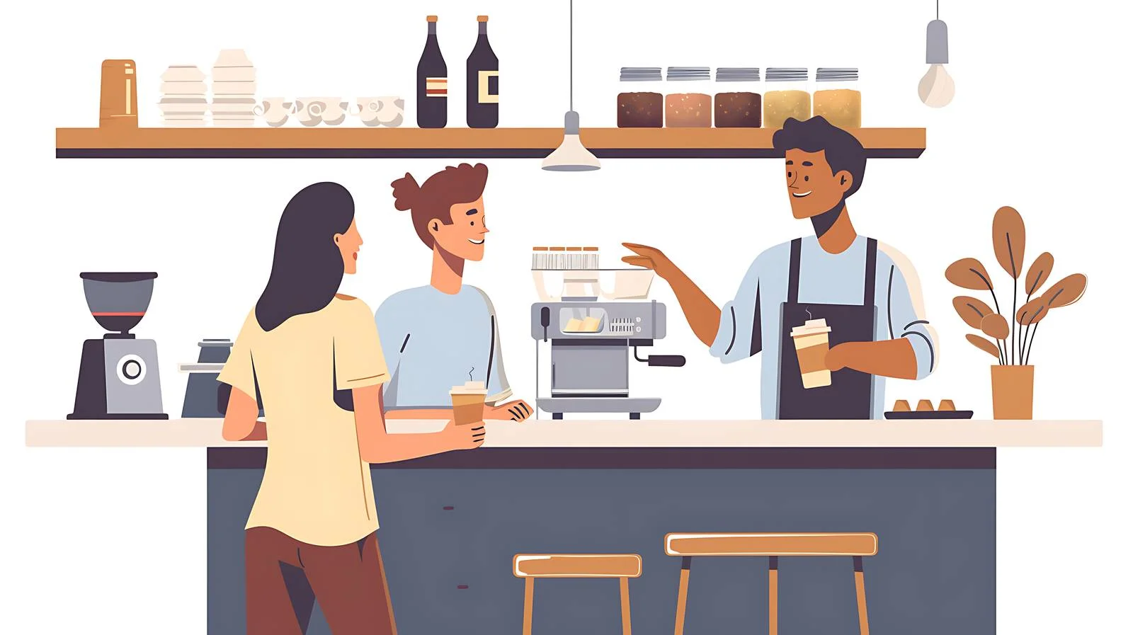 Man conversing with kitchen staff at cafe — free download from Dotvec