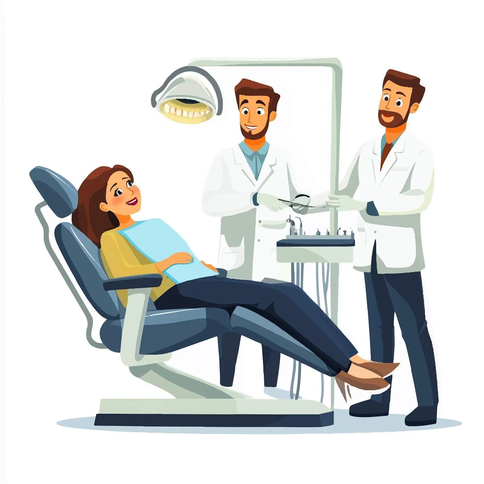 Male Dentists Examining Female Patient in Dental Chair — free download from Dotvec