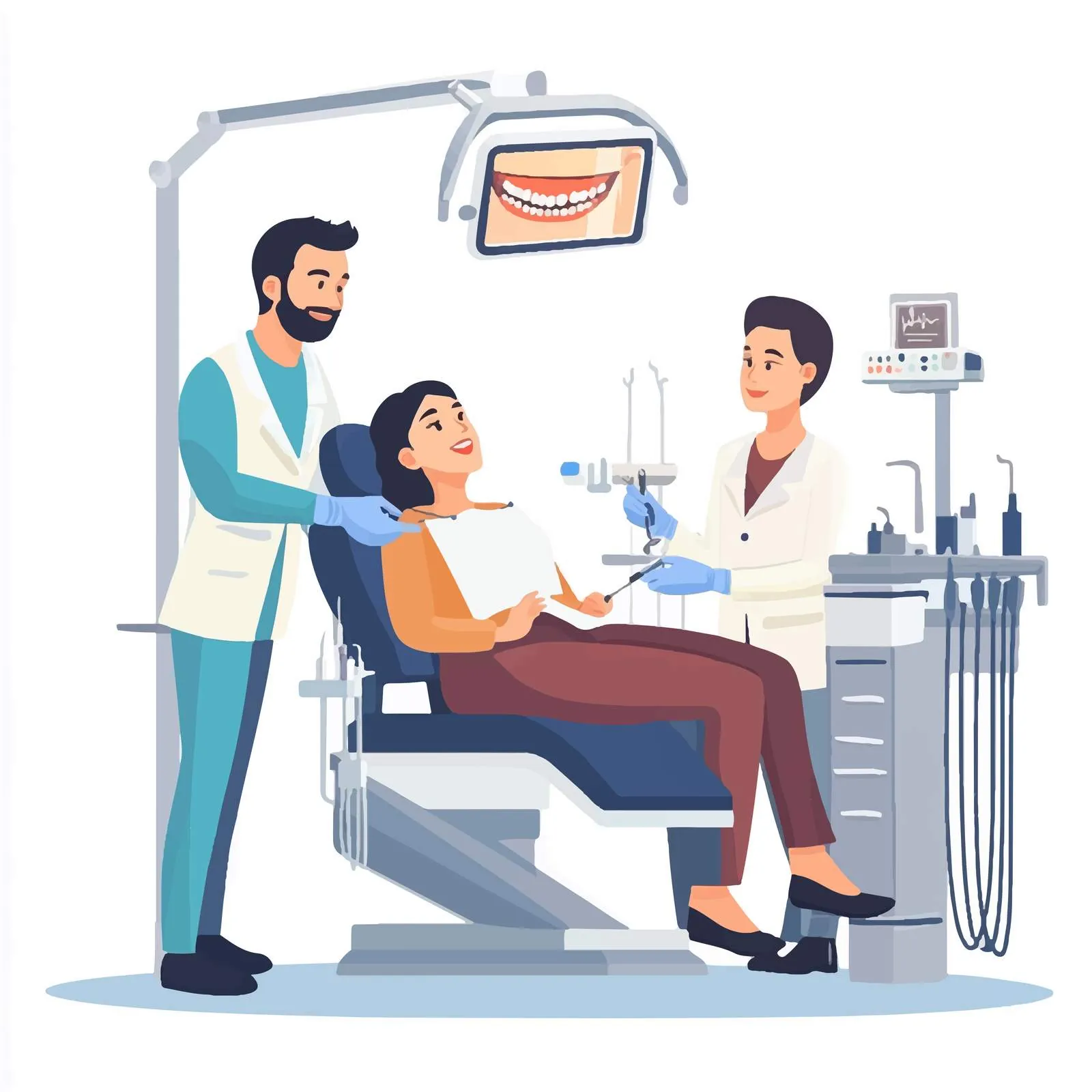 Male Dentists Examining Female Patient in Dental Chair – free medical environment image from Dotvec