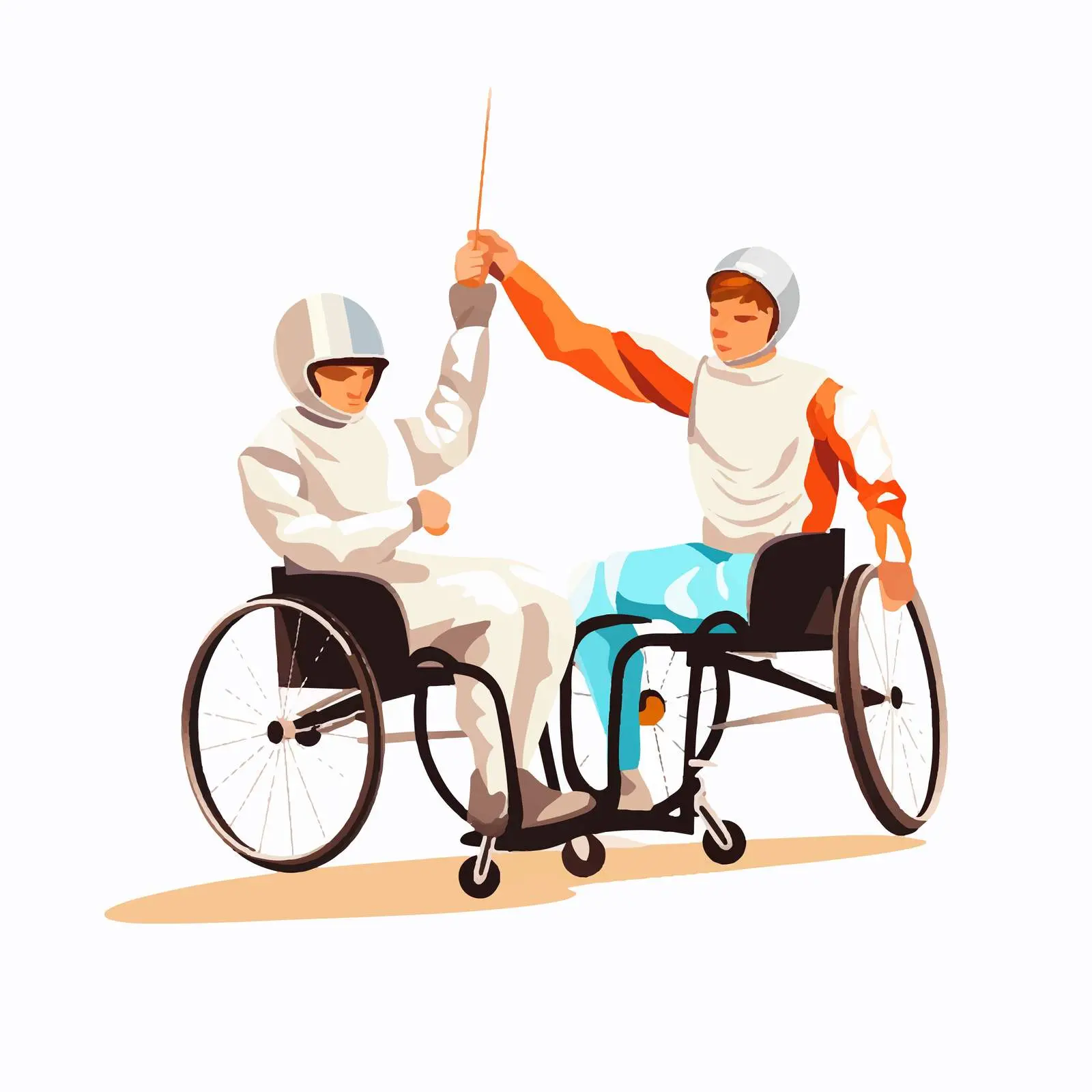 Male Disabled Athletes Fencing in Wheelchairs Vector — free download from Dotvec