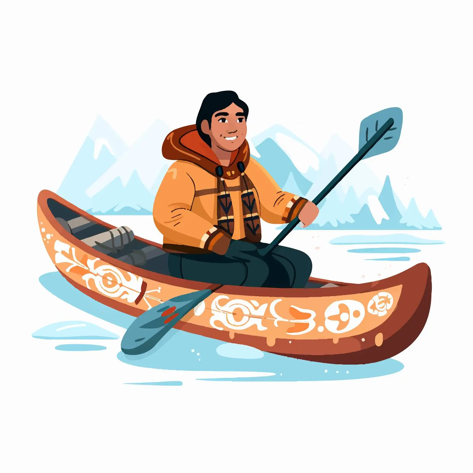 Eskimo in Traditional Kayak Outfit free images image from Dotvec