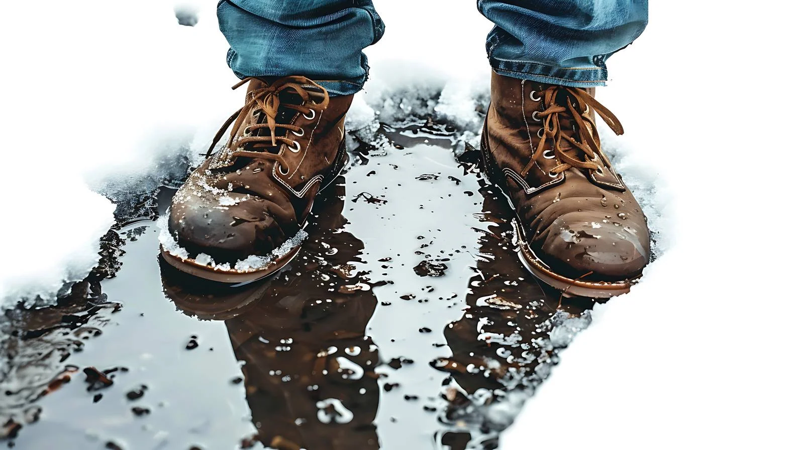 Walking in sneakers through melted snow — free download from Dotvec