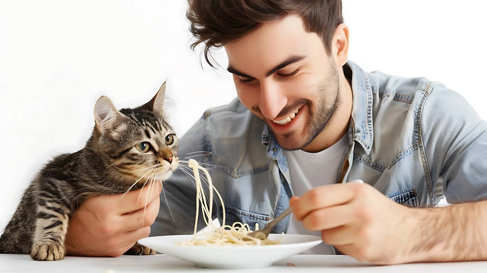 Freelancer Showing Noodles to Cat — free download from Dotvec