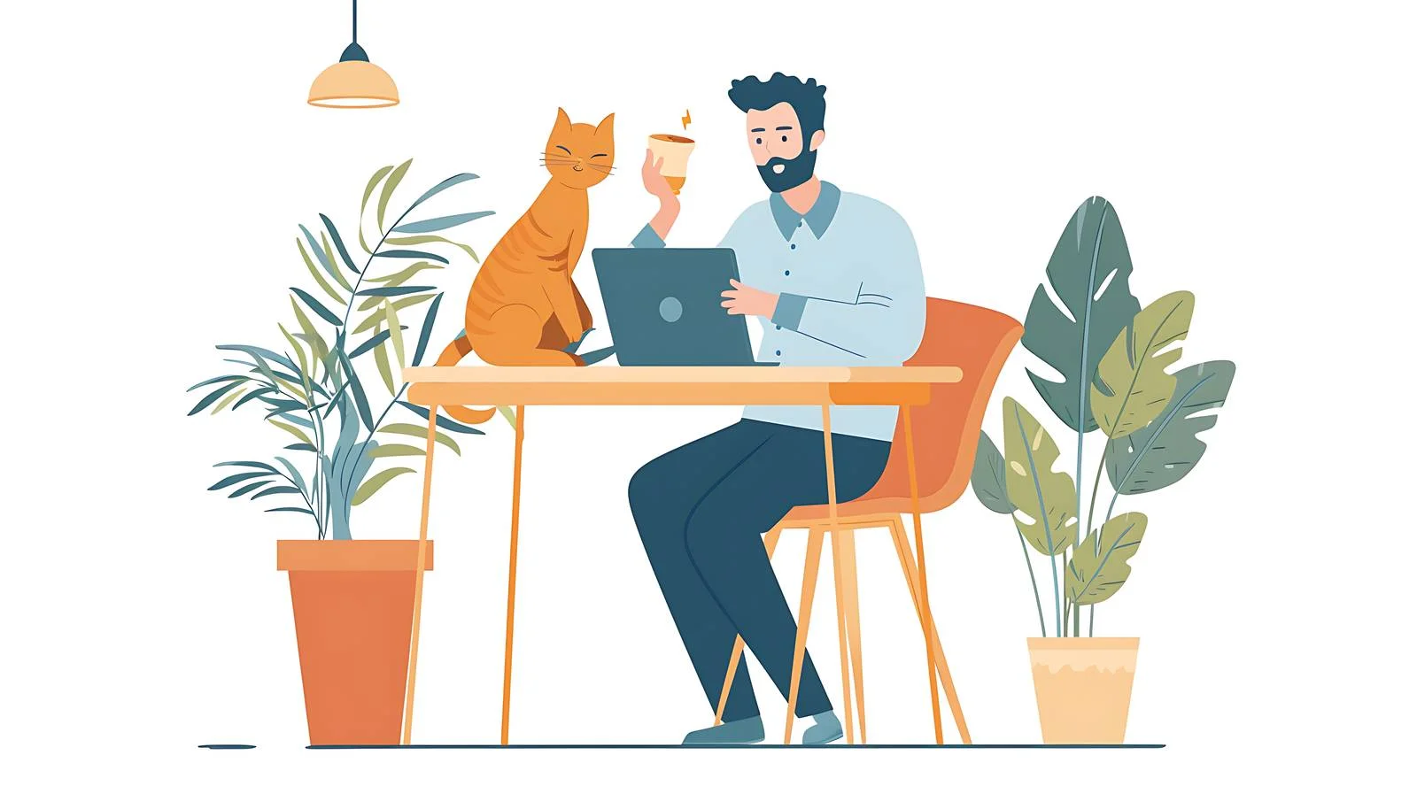Freelancer with Cat and Noodles — free download from Dotvec
