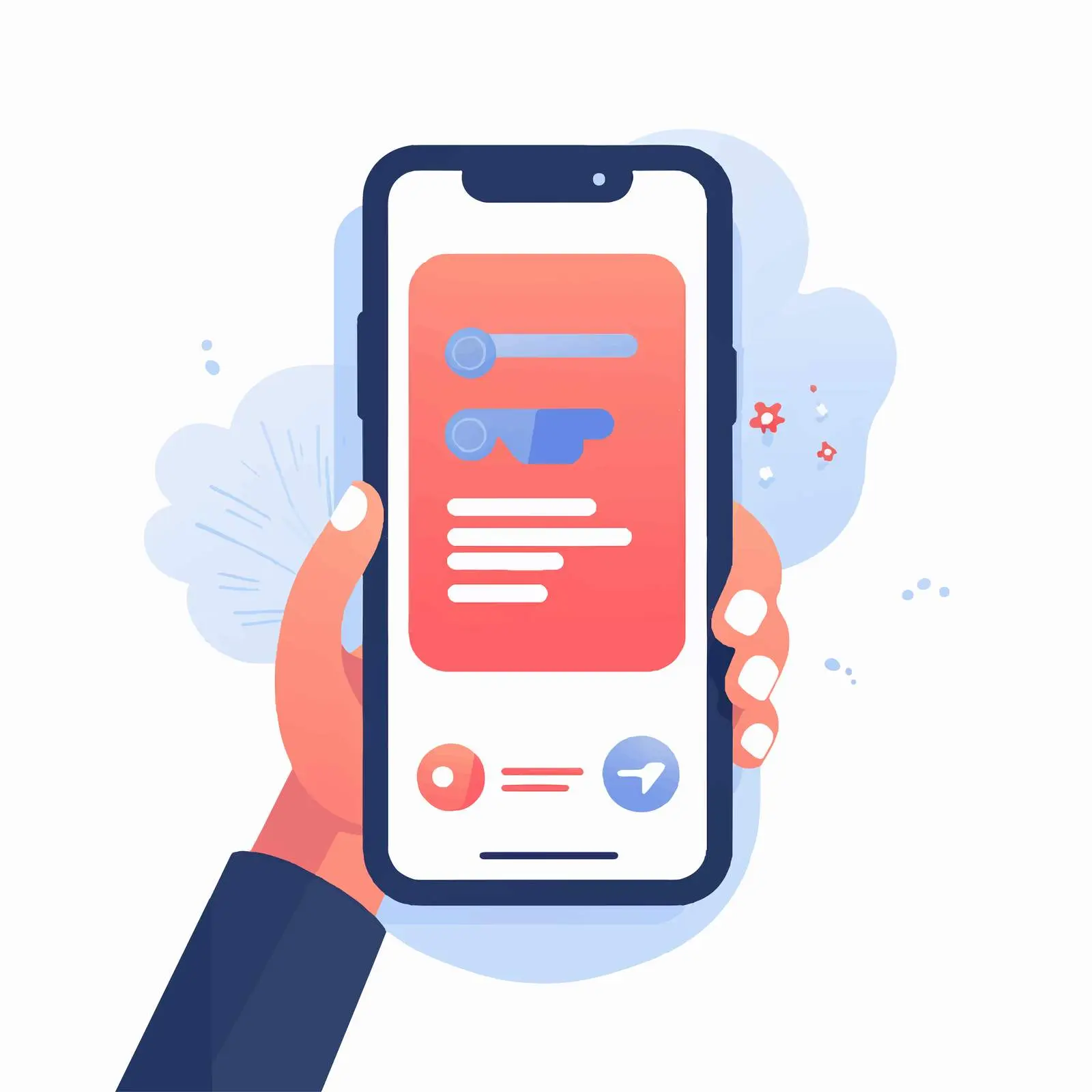 Man Holding Smartphone with Message Chart Vector — free download from Dotvec